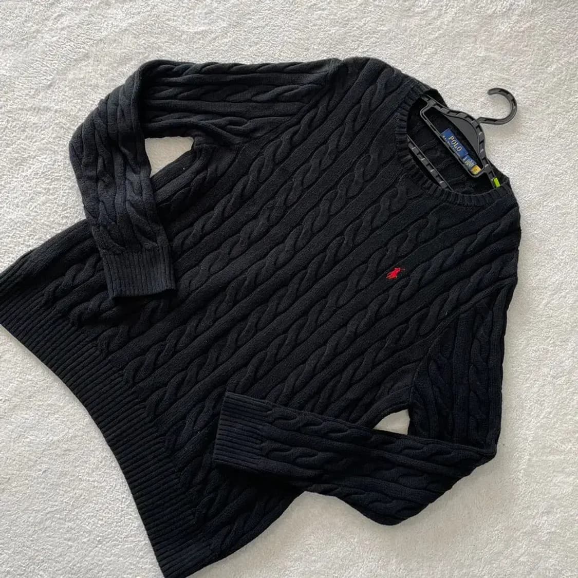 L 폴로 신형 남성 꽈배기 케이블 니트 블랙 상품이미지3