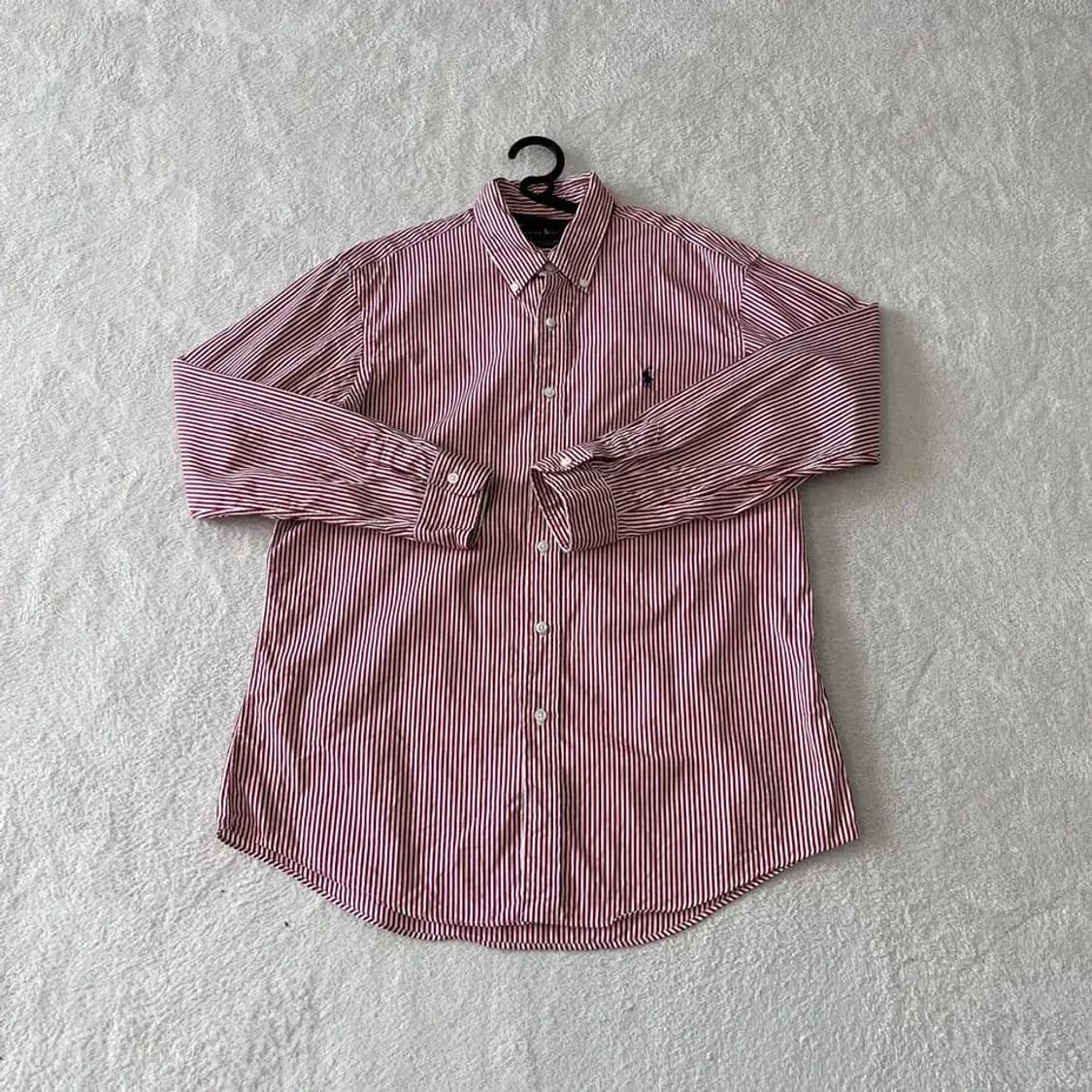 폴로 커스텀핏 셔츠 L 신형 버건디 스트라이프 상품이미지1