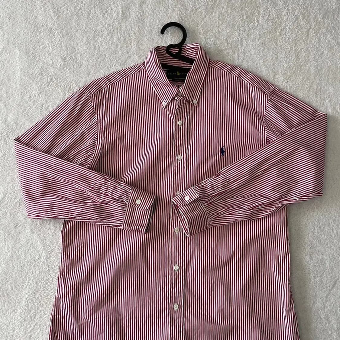 폴로 커스텀핏 셔츠 L 신형 버건디 스트라이프 상품이미지2
