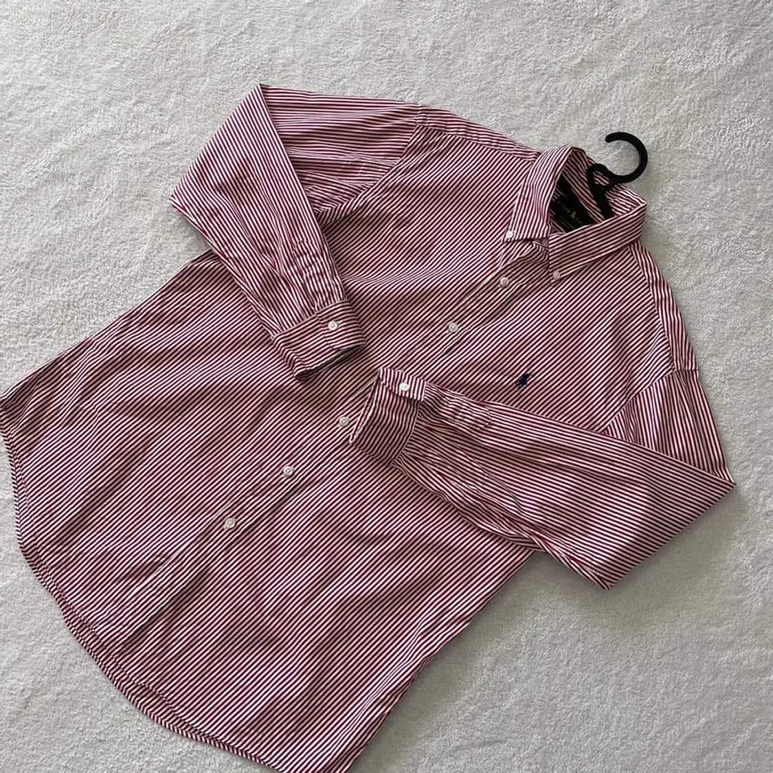 폴로 커스텀핏 셔츠 L 신형 버건디 스트라이프 상품이미지3