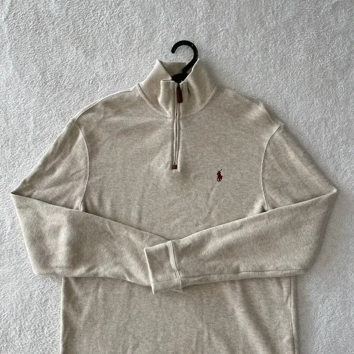 M 폴로 반집업 하프집 니트 남성 베이지 상품이미지2