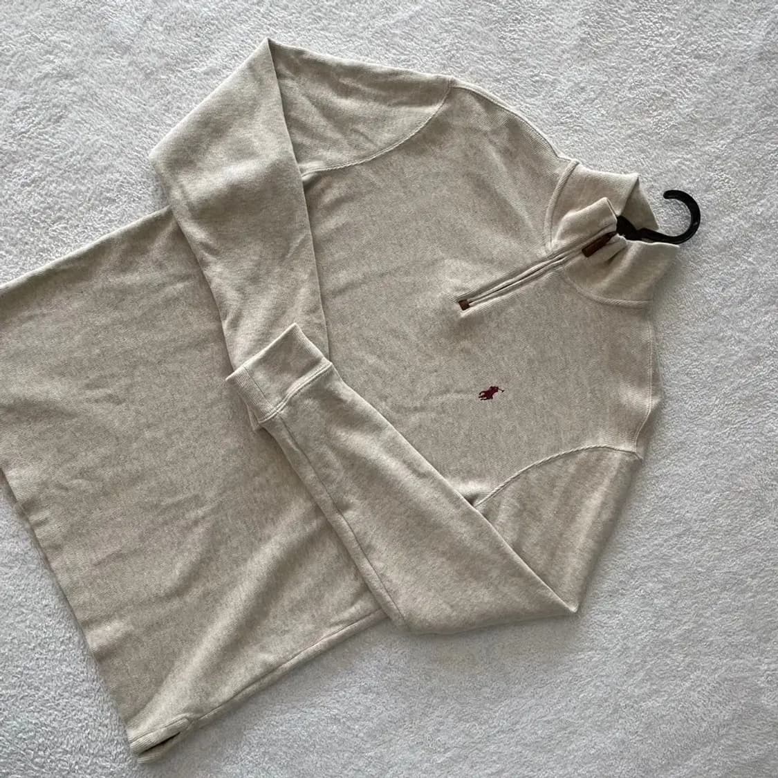 M 폴로 반집업 하프집 니트 남성 베이지 상품이미지3