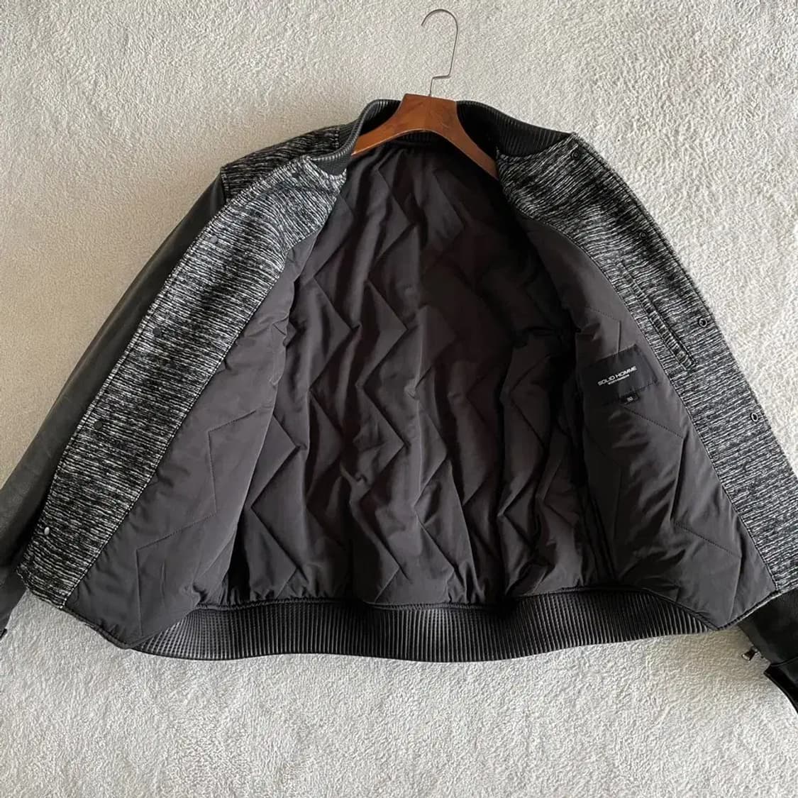 XL 솔리드옴므 가죽 바시티 패딩 블루종 자켓 105-110 상품이미지5