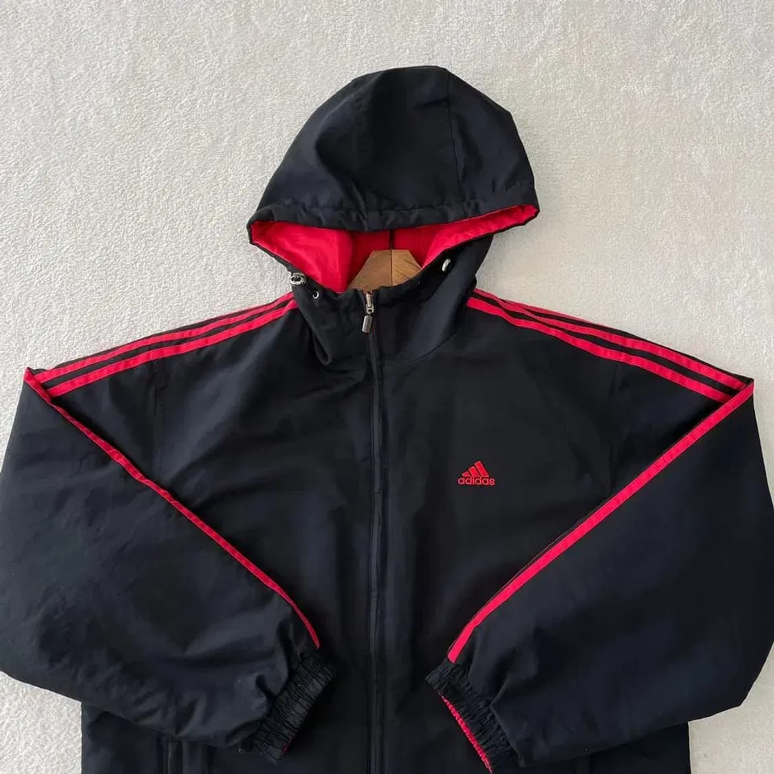 L 아디다스 검빨 양면 누빔패딩 자켓 올드스쿨 100 상품이미지2