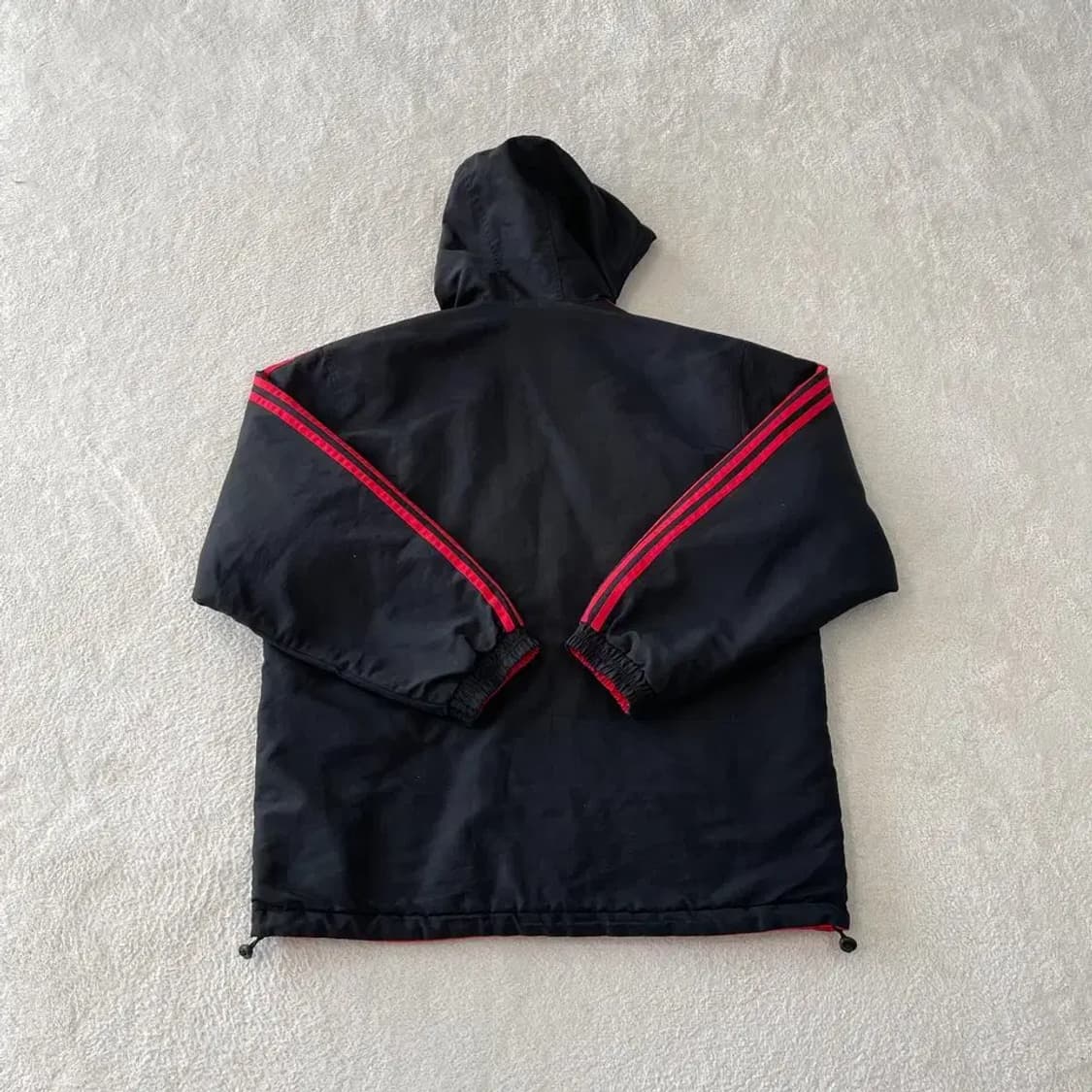 L 아디다스 검빨 양면 누빔패딩 자켓 올드스쿨 100 상품이미지4