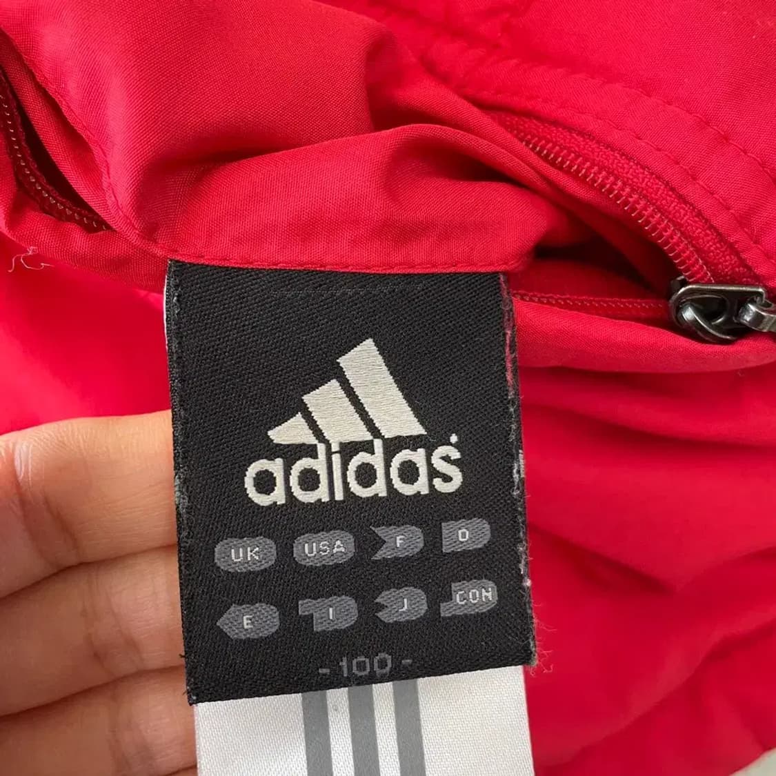 L 아디다스 검빨 양면 누빔패딩 자켓 올드스쿨 100 상품이미지7