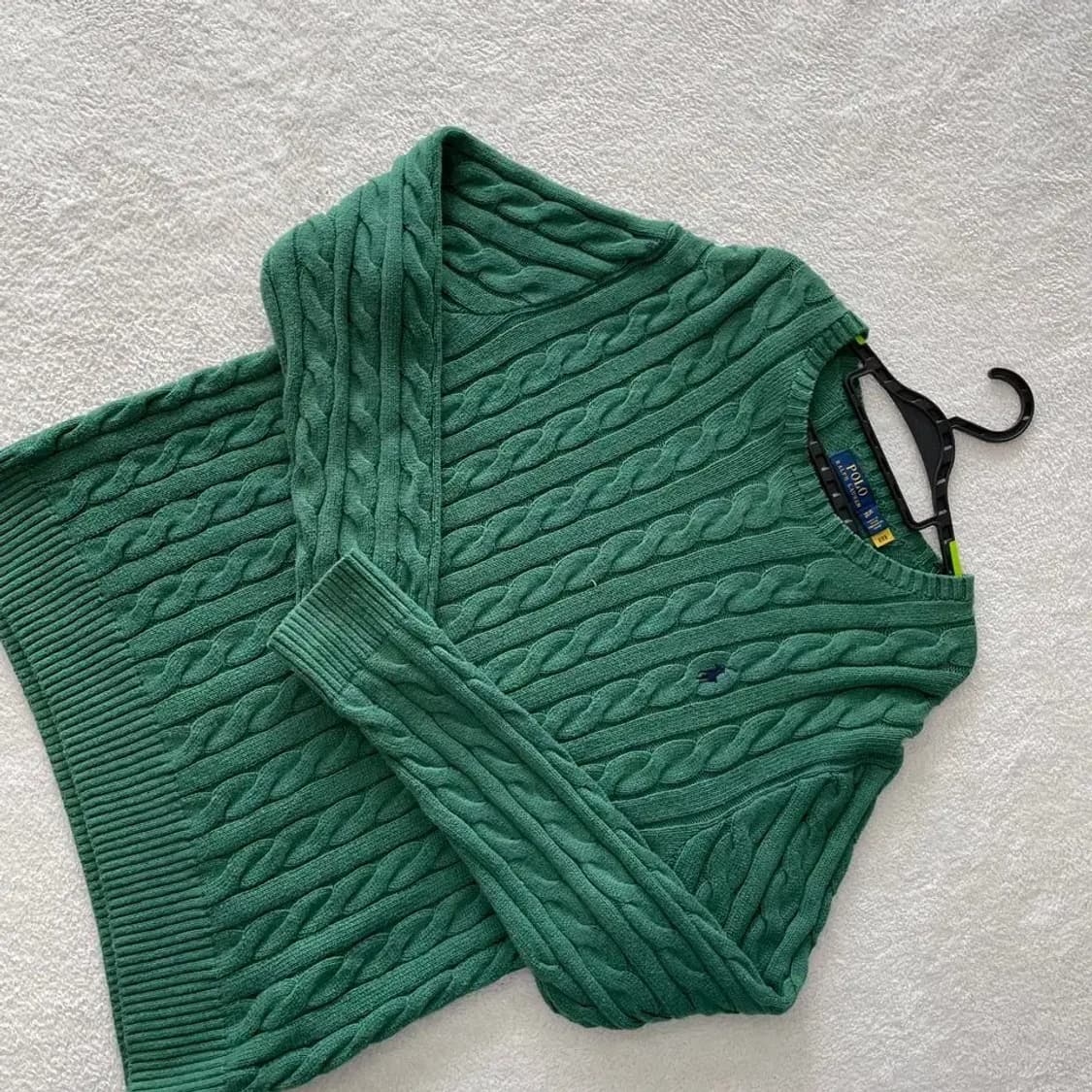 XL 폴로 신형 꽈배기 케이블 니트 그린 상품이미지3