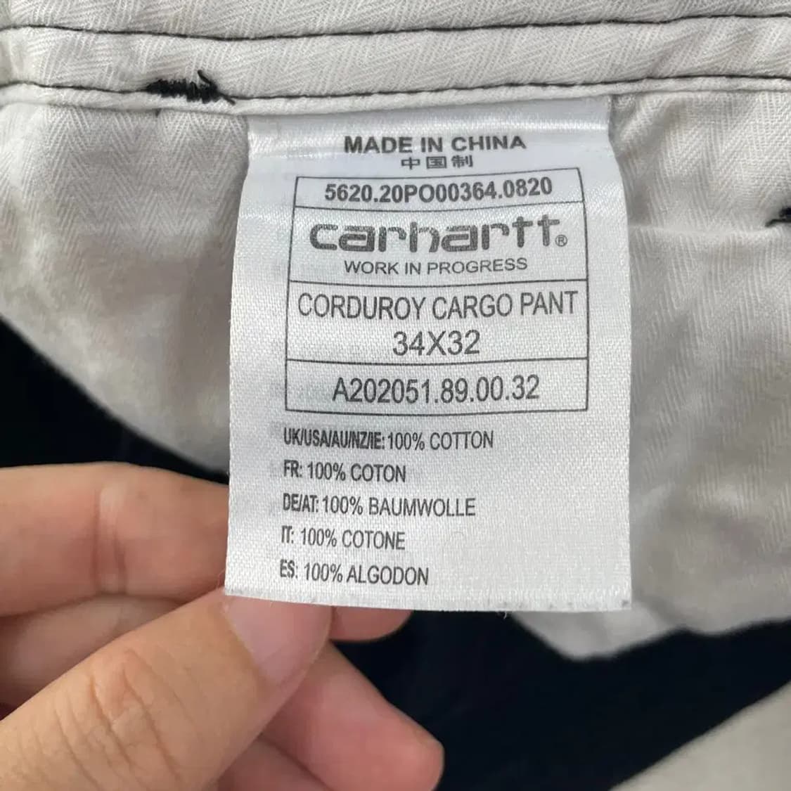 칼하트 코듀로이 카고바지 34x32 상품이미지4
