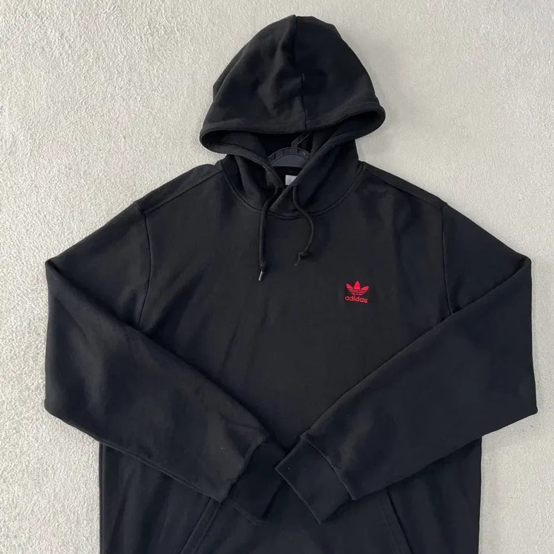 3XL 아디다스 에센셜 빅사이즈 후드티 블랙 검빨 상품이미지2