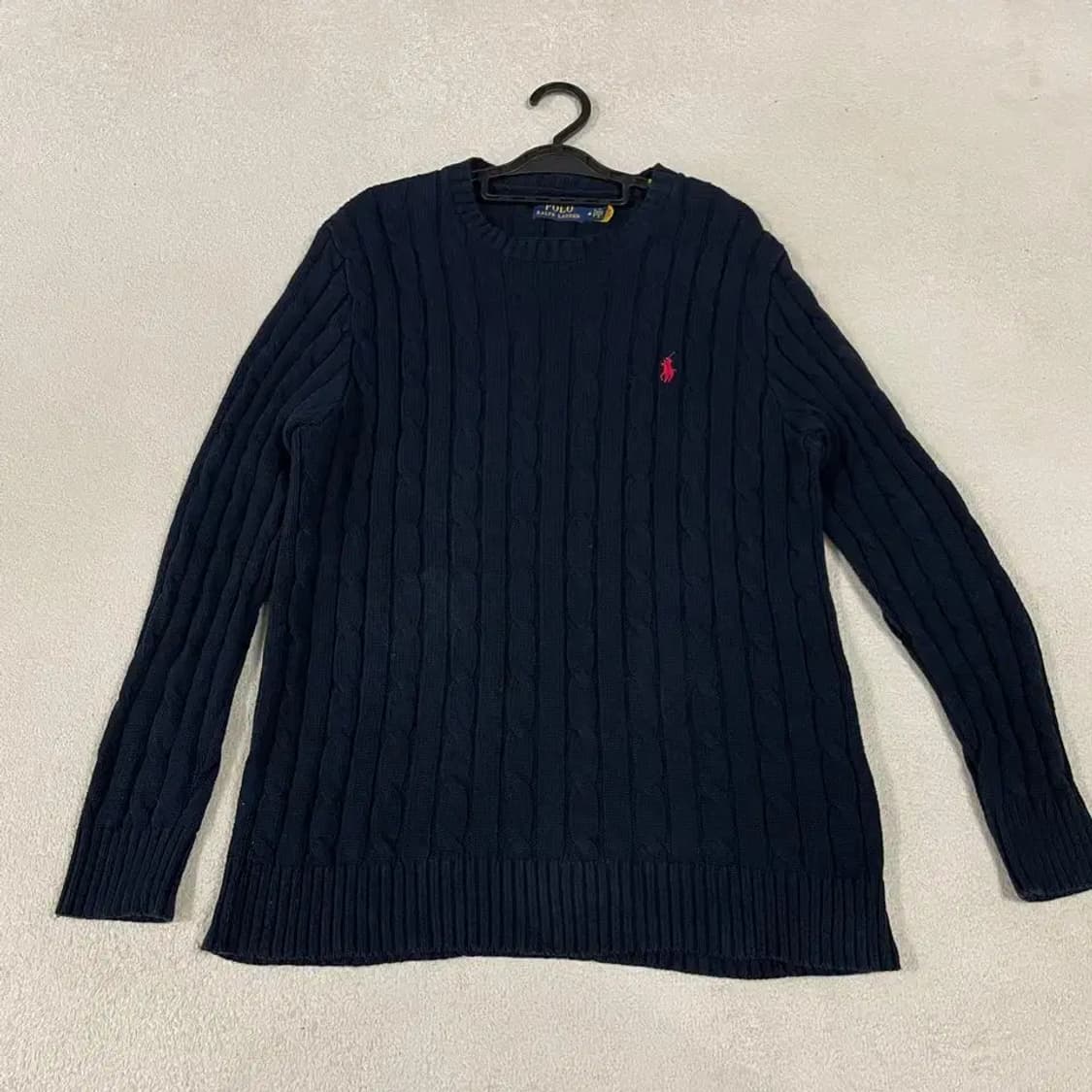 폴로 꽈배기 네이비 니트 M 상품이미지1