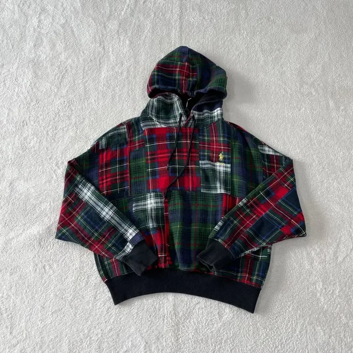 XS 폴로 신형 골드포니 멀티체크 후드티 90-95 상품이미지1