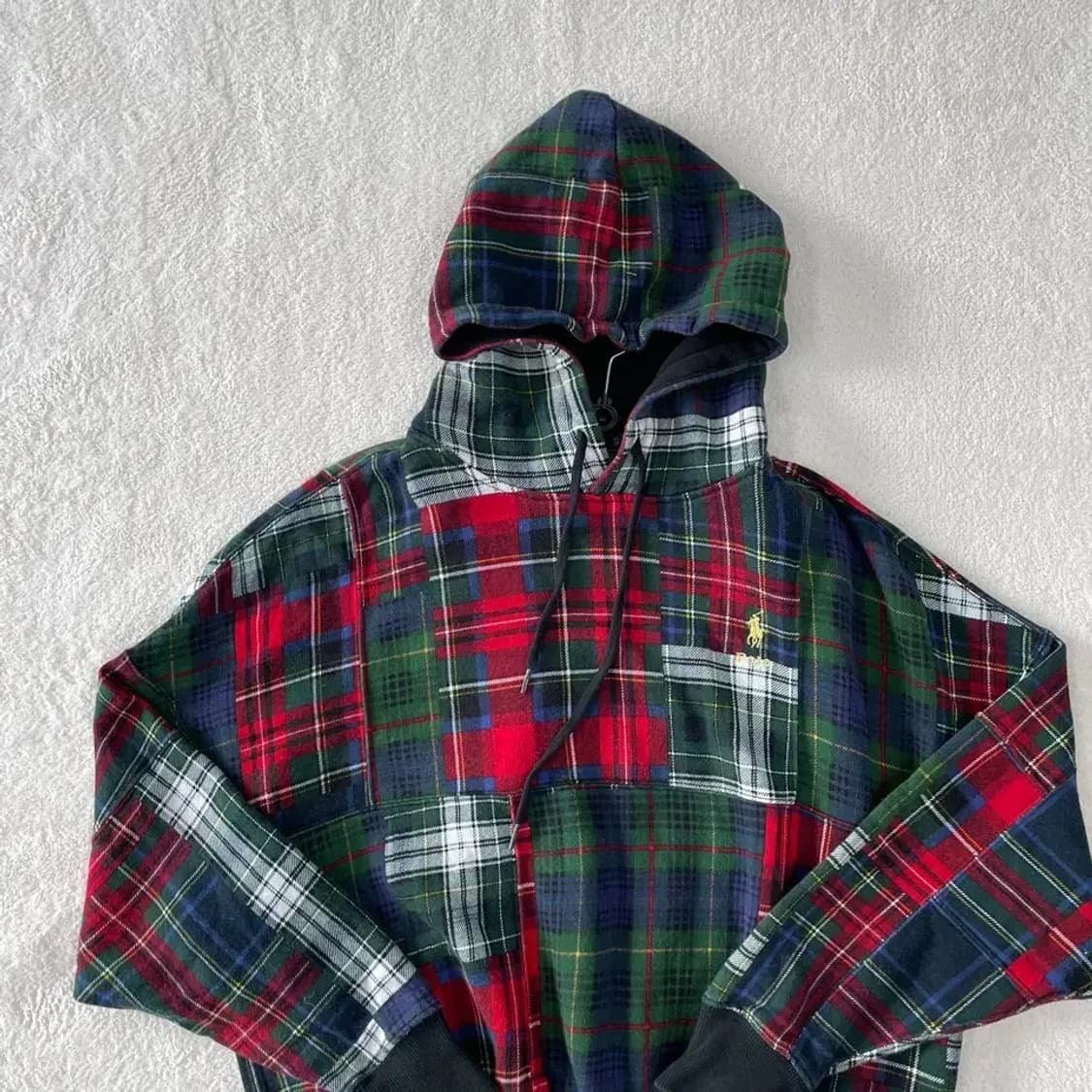 XS 폴로 신형 골드포니 멀티체크 후드티 90-95 상품이미지2