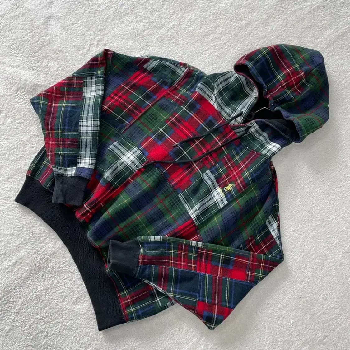 XS 폴로 신형 골드포니 멀티체크 후드티 90-95 상품이미지3