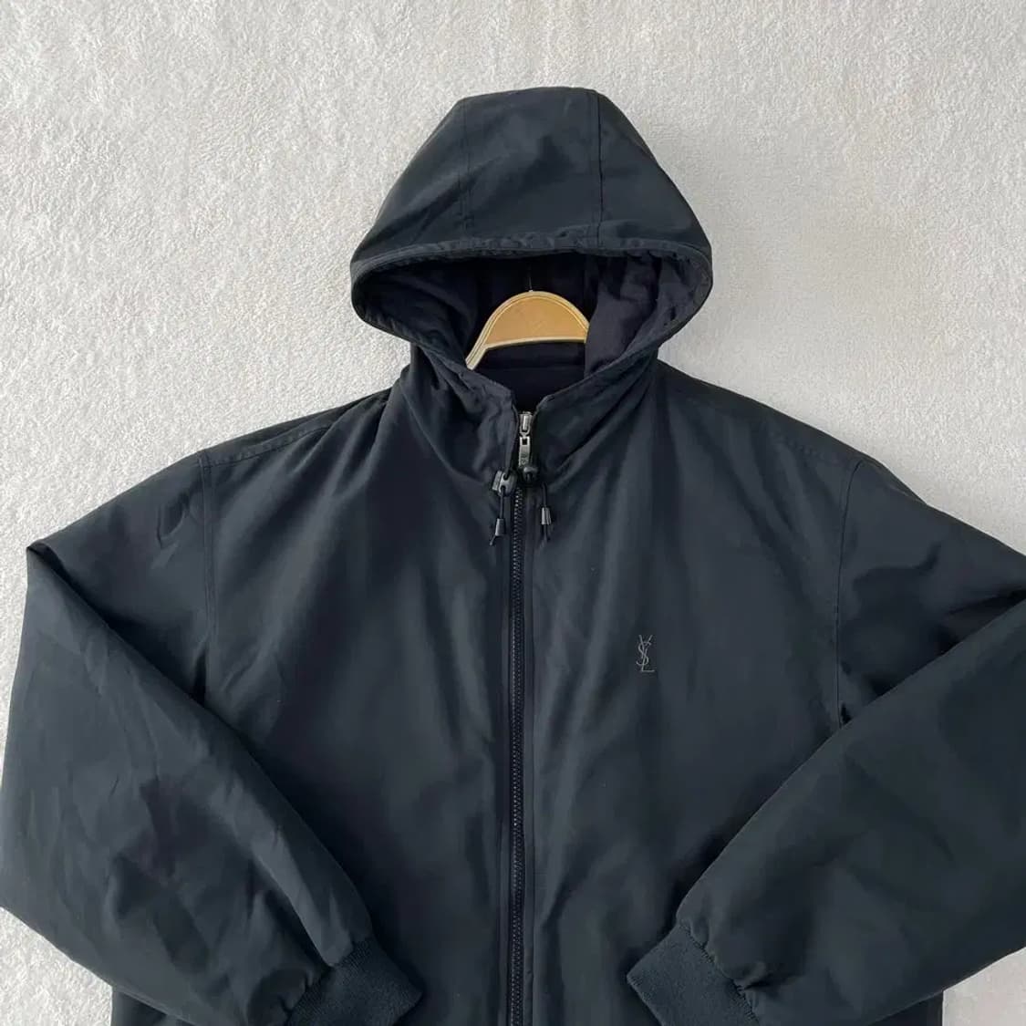 105 입생로랑 올드스쿨 누빔 후드패딩 자켓 XL 블루종 상품이미지2