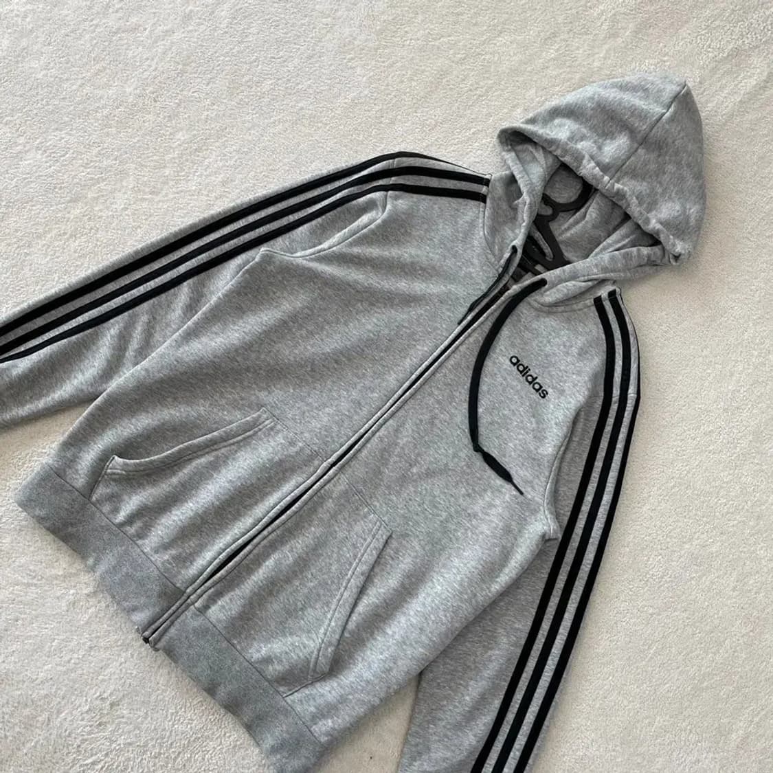 L 아디다스 그레이 후드집업 자켓 상품이미지3