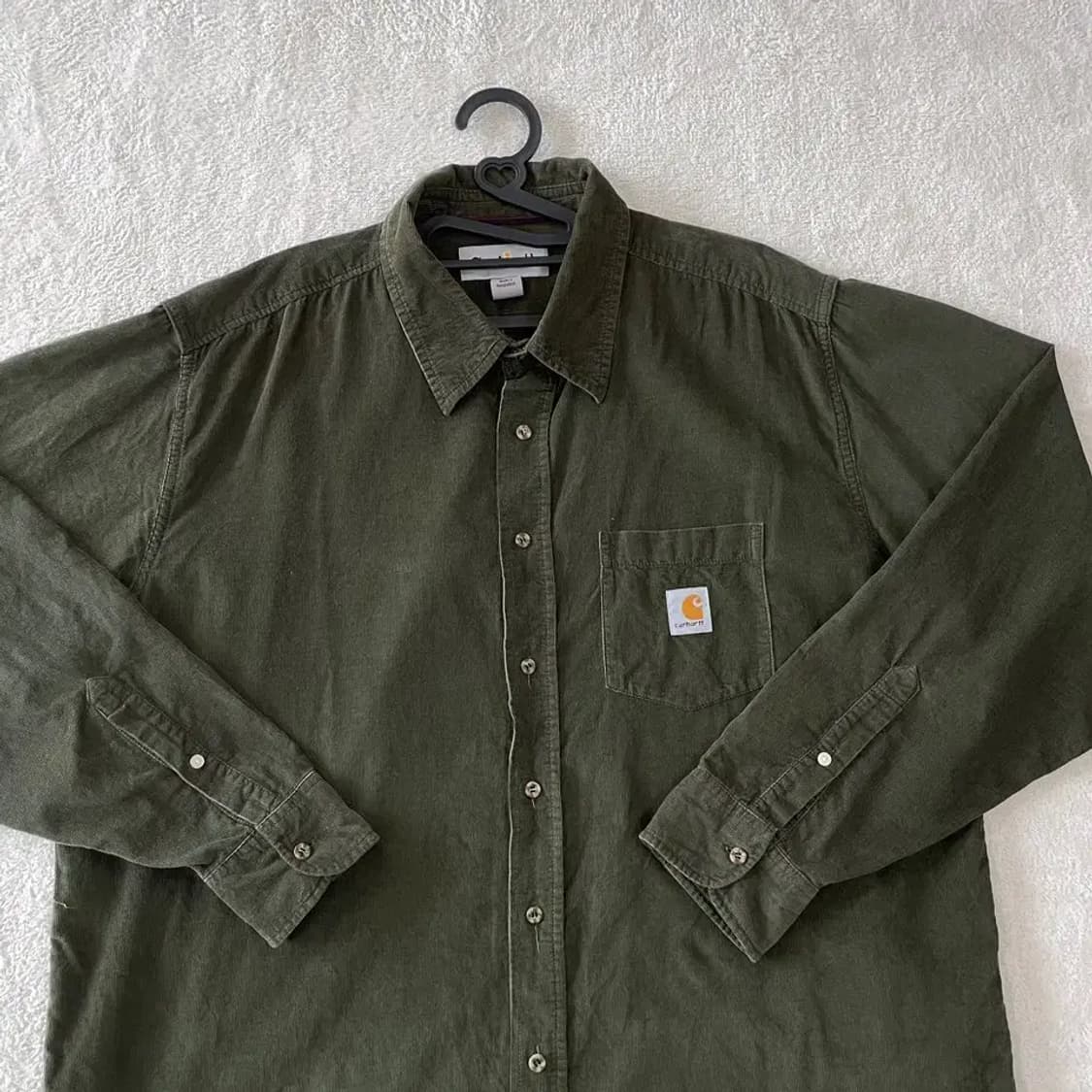 105-110 칼하트 코듀로이 카키 셔츠 리워크 상품이미지2