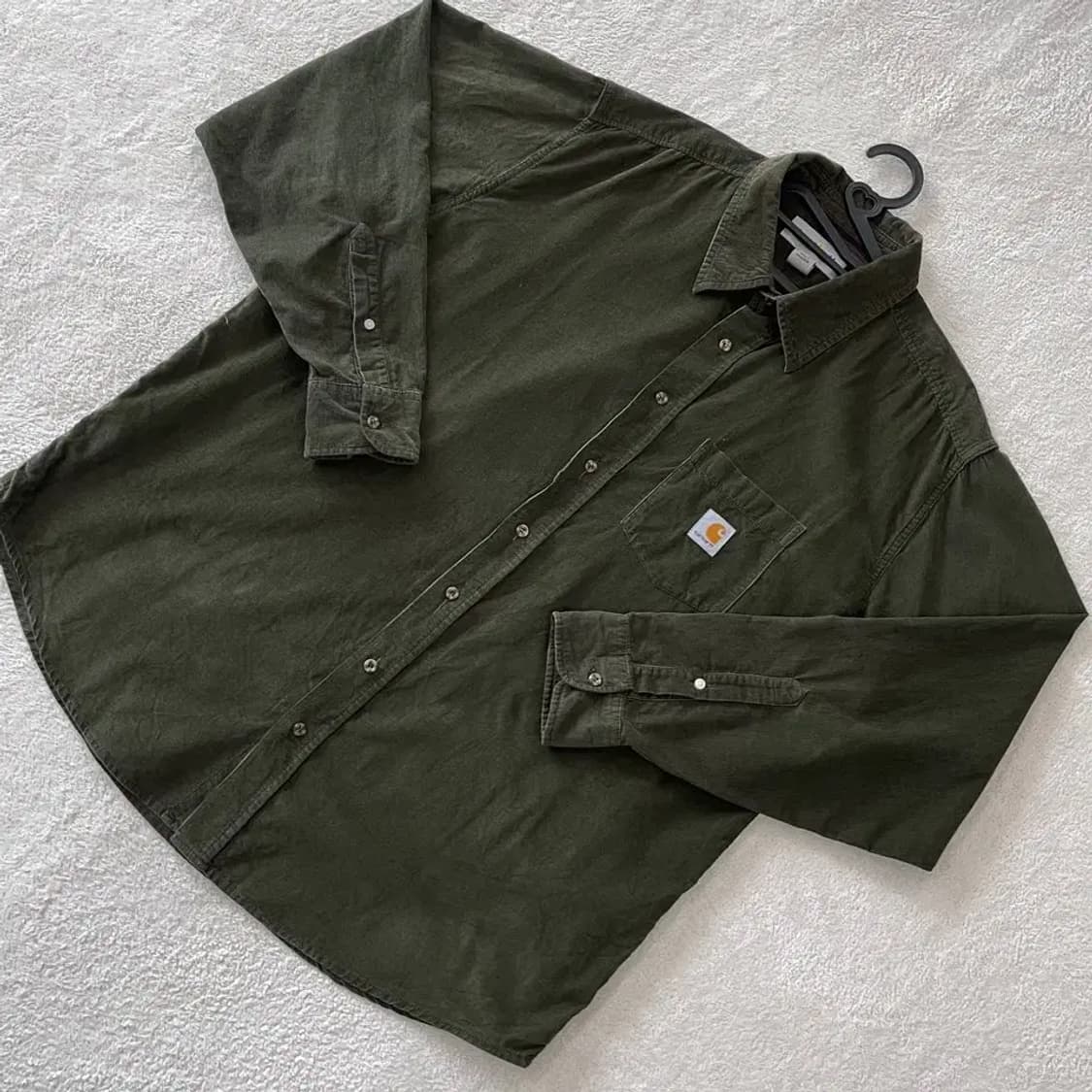 105-110 칼하트 코듀로이 카키 셔츠 리워크 상품이미지3