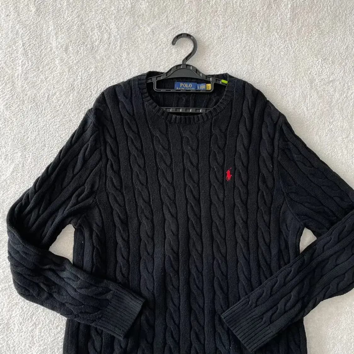 L 폴로 신형 남성 꽈배기 케이블 니트 블랙 상품이미지2