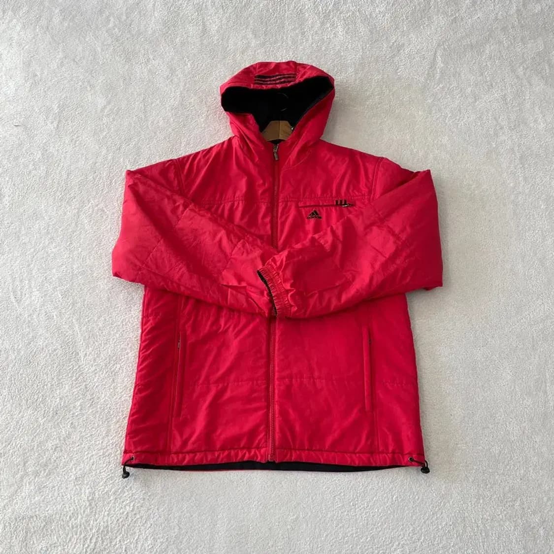 L 아디다스 검빨 양면 누빔패딩 자켓 올드스쿨 100 상품이미지5