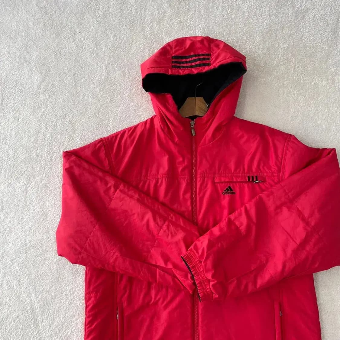 L 아디다스 검빨 양면 누빔패딩 자켓 올드스쿨 100 상품이미지6