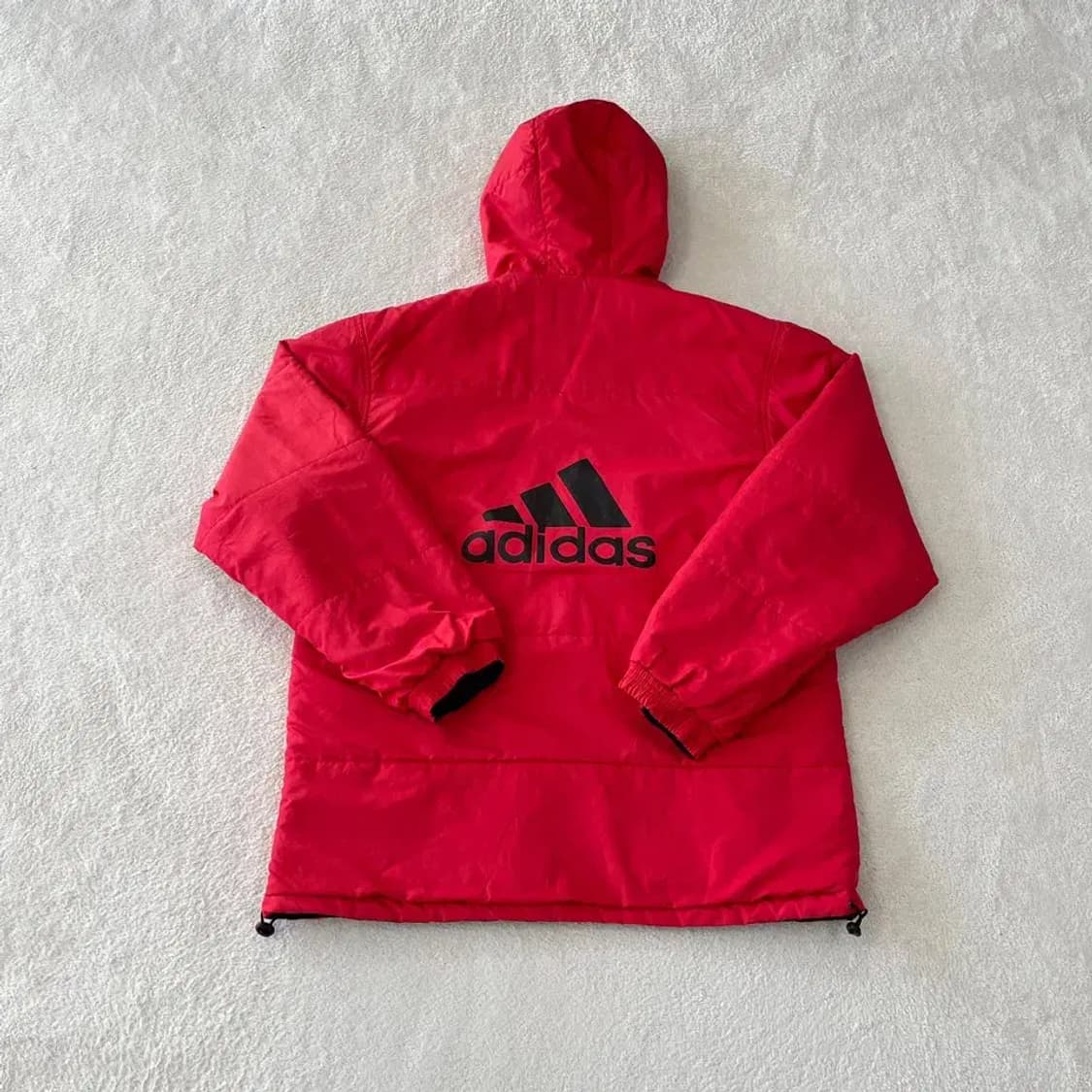 L 아디다스 검빨 양면 누빔패딩 자켓 올드스쿨 100 상품이미지9