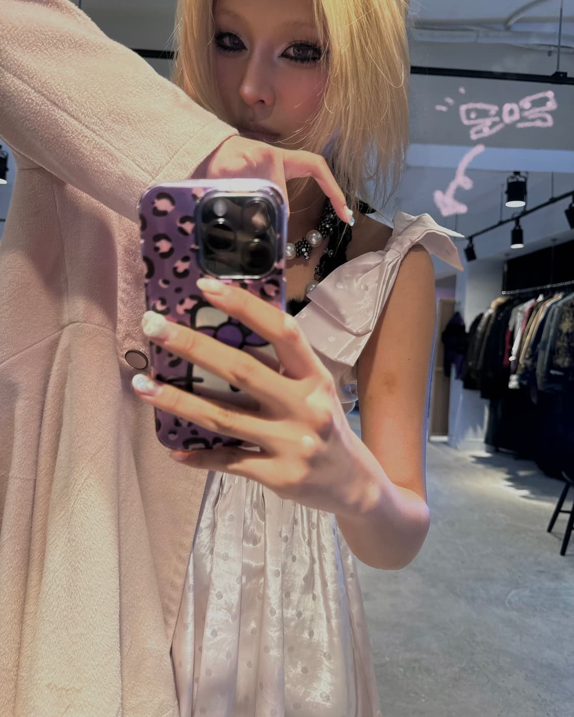 어깨 리본 포인트 도트 원피스 상품이미지5