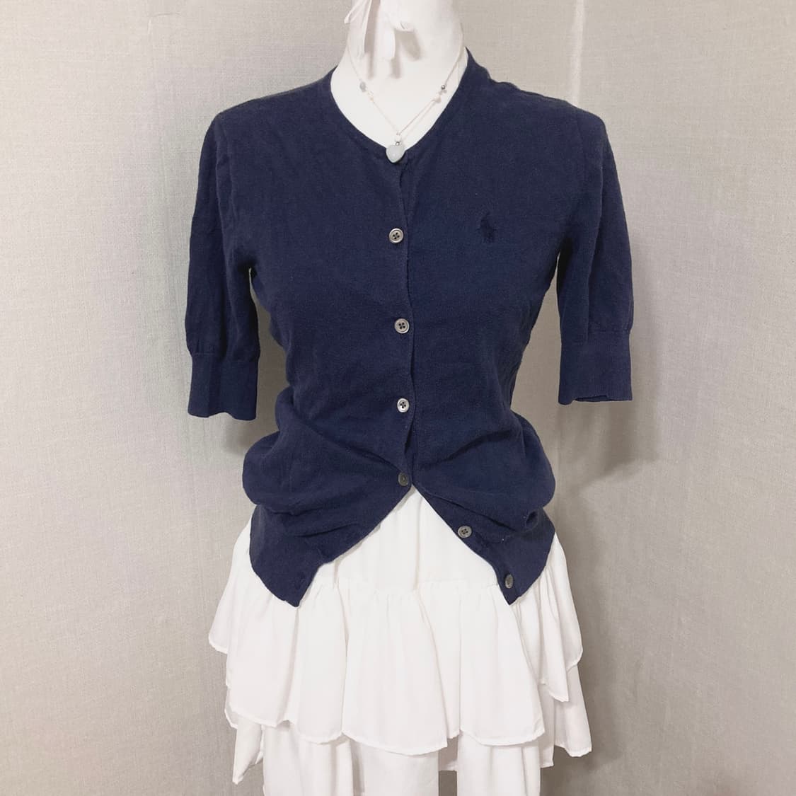 폴로 4부? 네이비 가디건 S 상품이미지1