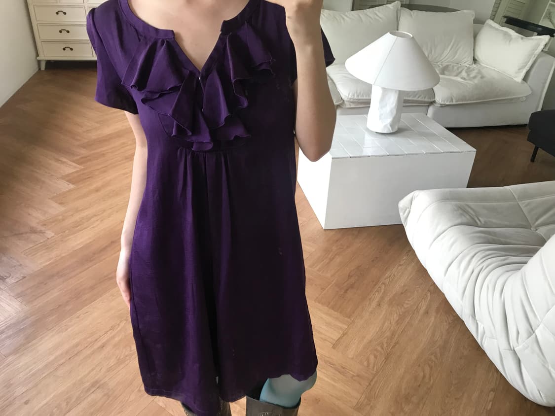 vintage purple ruffle one-piece 상품이미지1