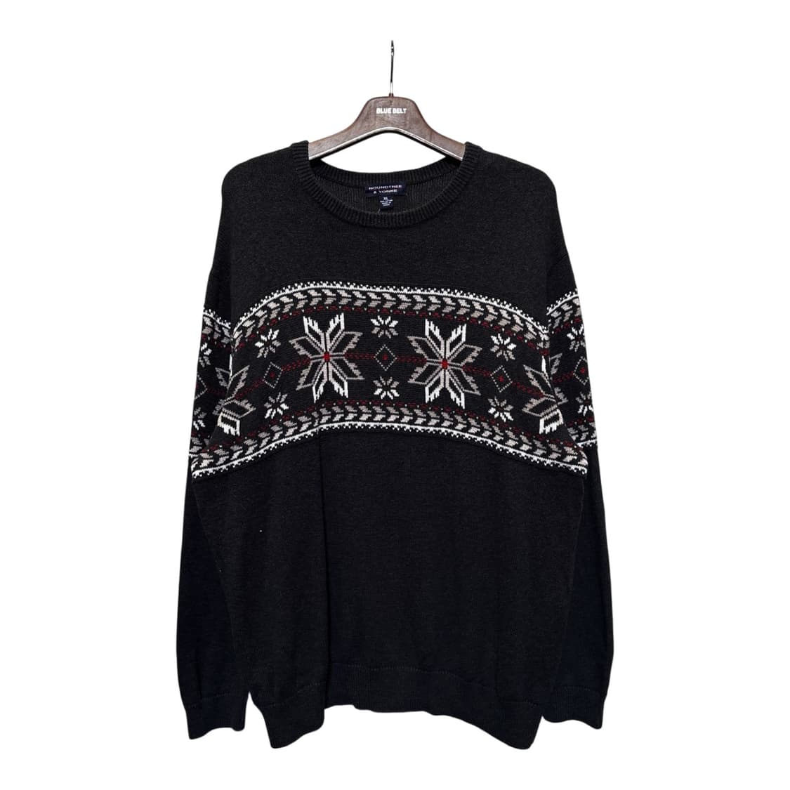 USA VINTAGE 노르딕 패턴 코튼니트 엠보싱 라인 디테일 다크차콜 상품이미지1