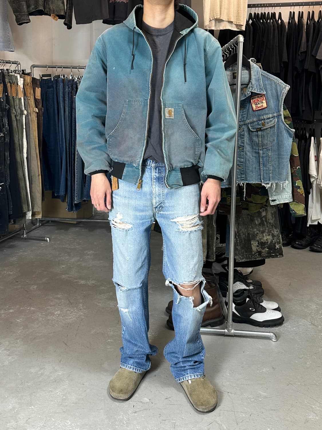 90's OG USA 칼하트 JR455 액티브 자켓 칼하트 아쿠아 상품이미지10