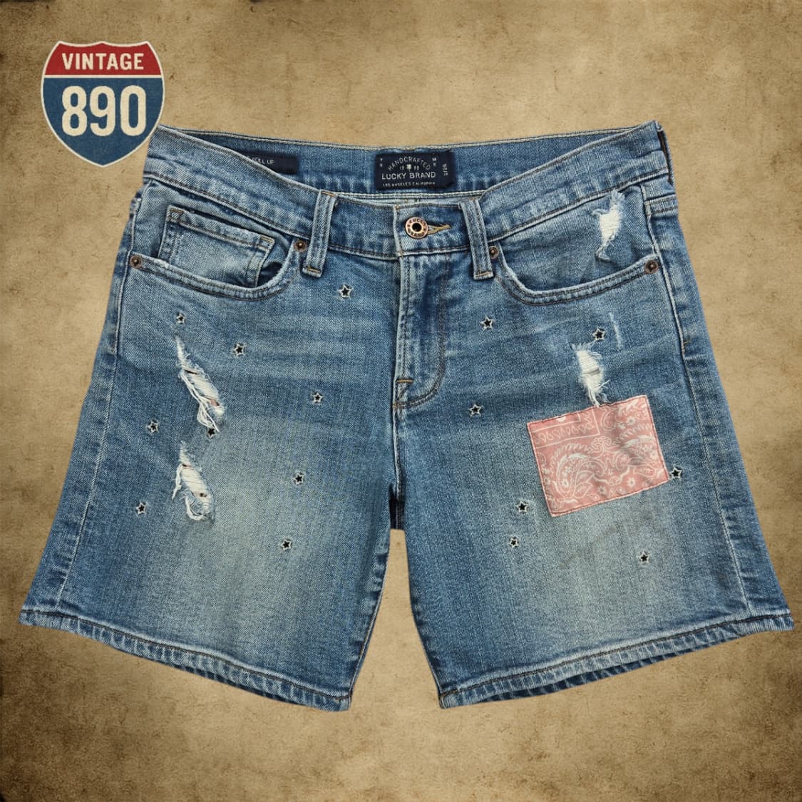 [26] LUCKY BRAND 럭키브랜드 별자수 패치 롤업 데님 반바지 상품이미지1