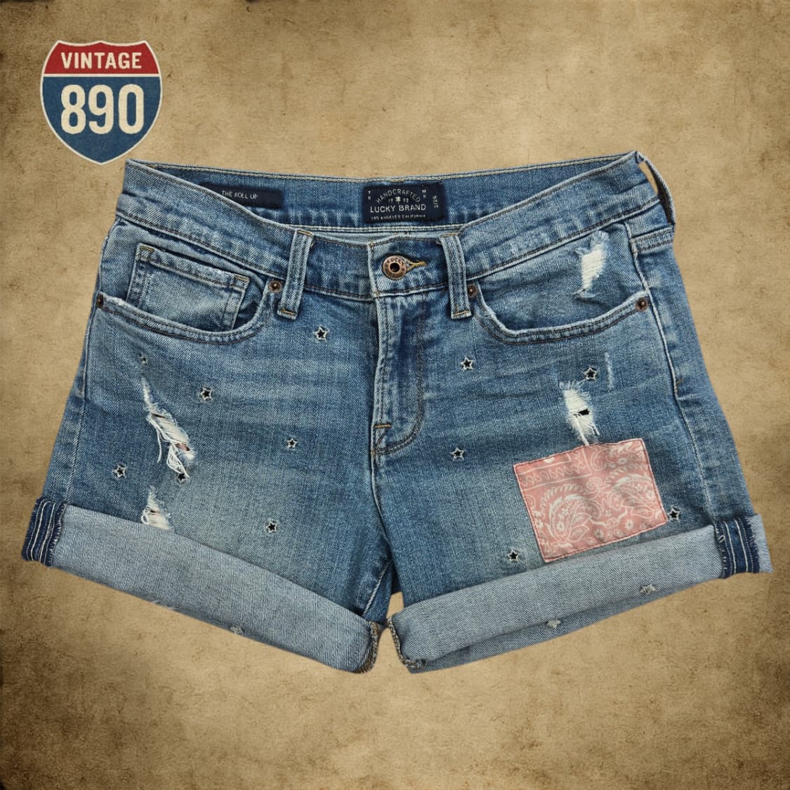 [26] LUCKY BRAND 럭키브랜드 별자수 패치 롤업 데님 반바지 상품이미지8