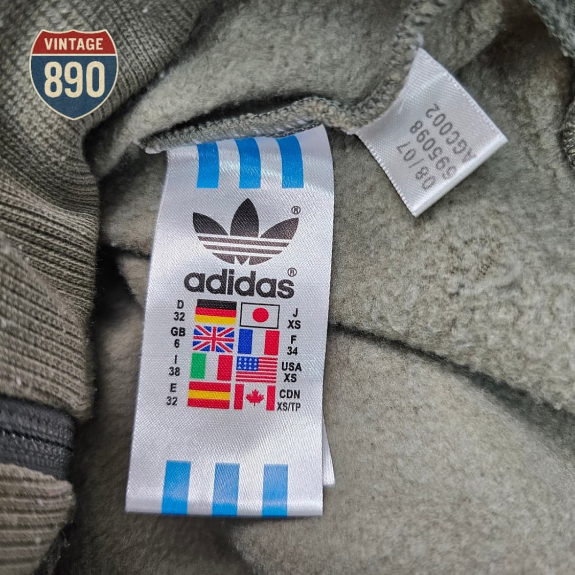 [XS] adidas 아디다스 카키 하운드체크 트랙탑 기모 져지 상품이미지10