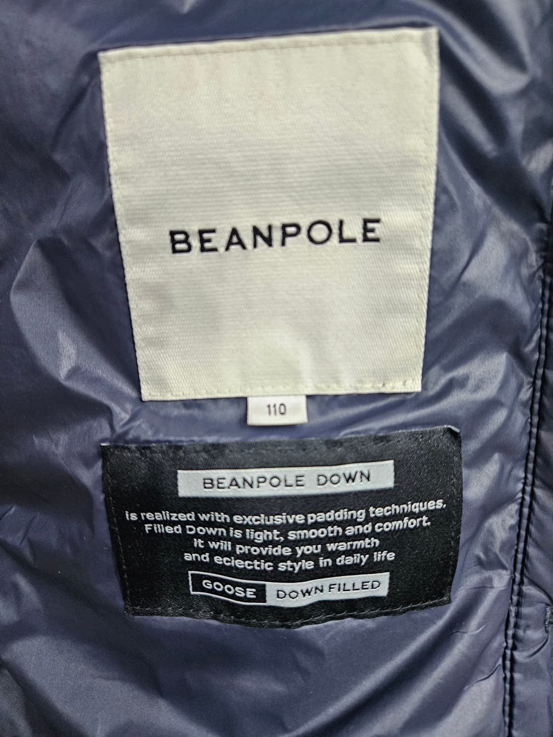 빈폴 네이비컬러 남성 105 구스다운 하프 경량패딩  상품이미지3