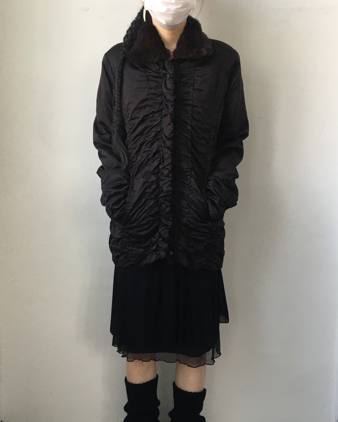 Fur collar point shirring jacket 상품이미지9