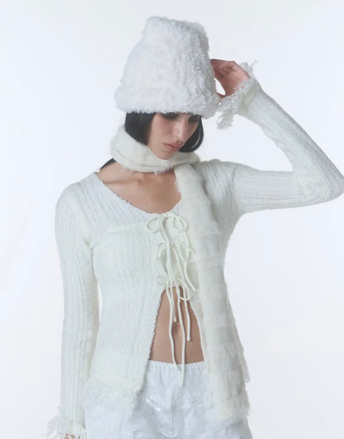 오디너리홀리데이 플러피 스트라이프 머플러 목도리 멜란지 상품이미지2