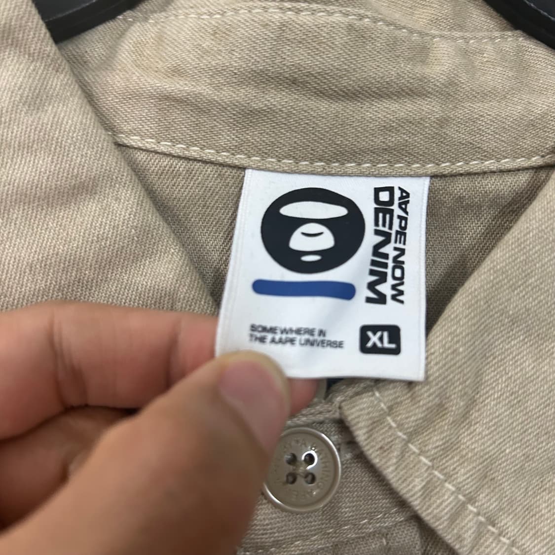 (XL) AApe 에이프 로고 아플리케 데님 셔츠 상품이미지8