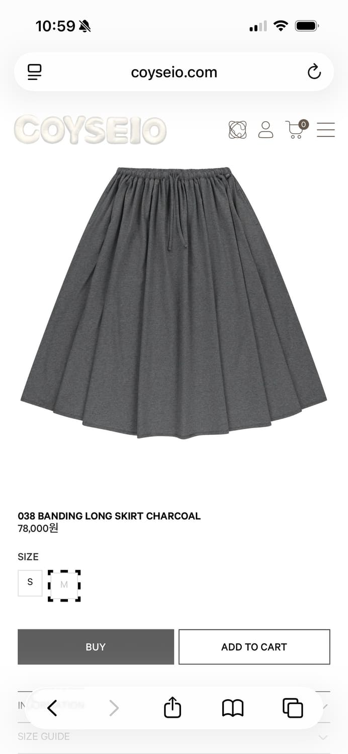COYSEIO 038 밴딩 롱 스커트 차콜 M 상품이미지1
