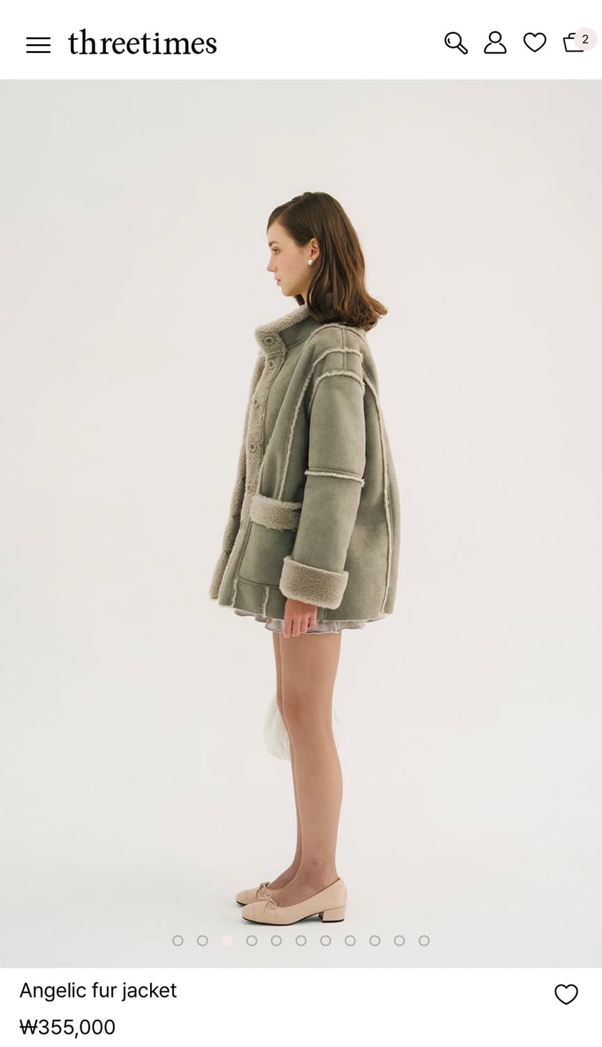 쓰리타임즈 무스탕 애쉬그레이 상품이미지3