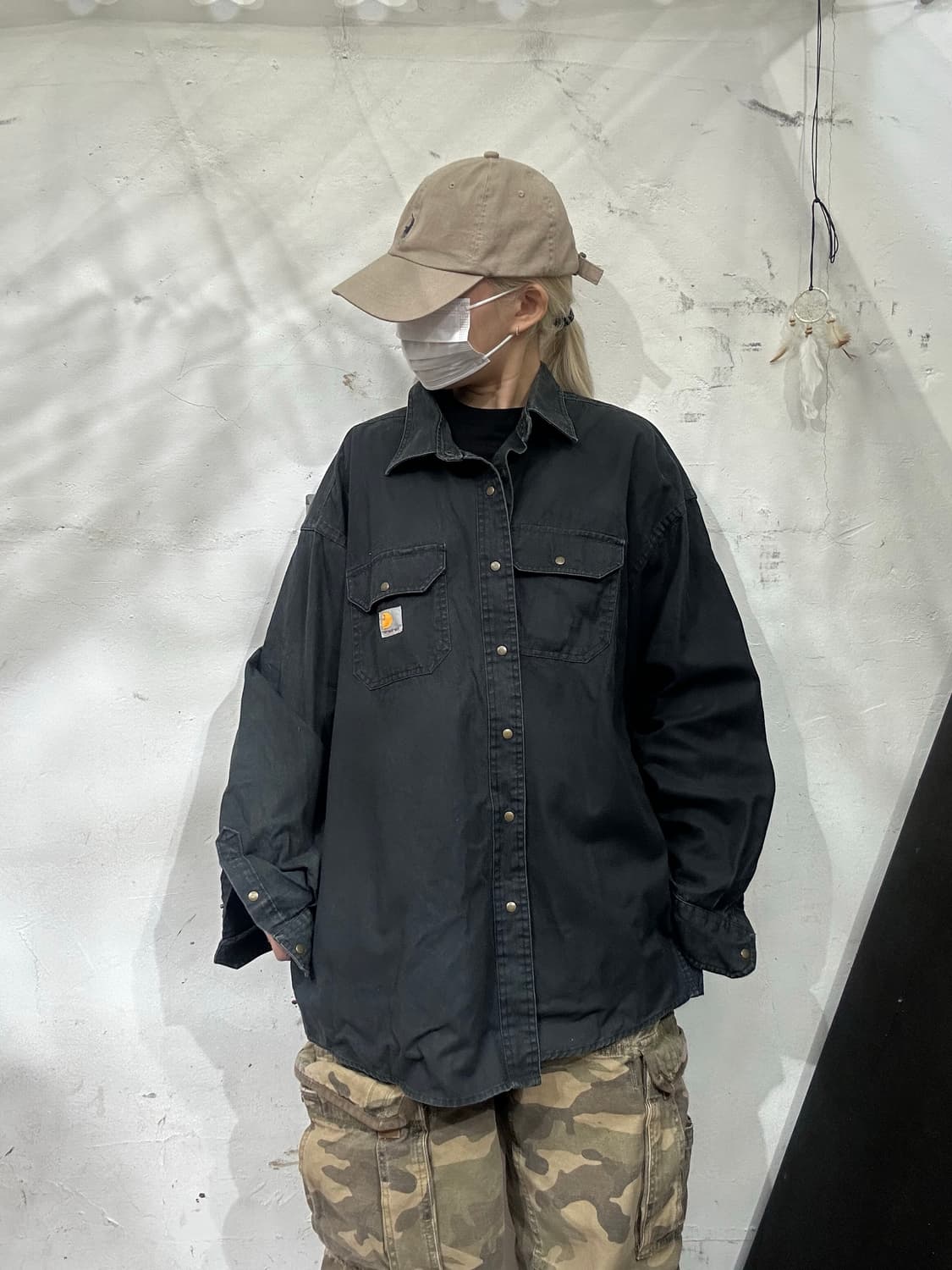 칼하트 블랙 코튼 워크 자켓 셔츠 XL 상품이미지2