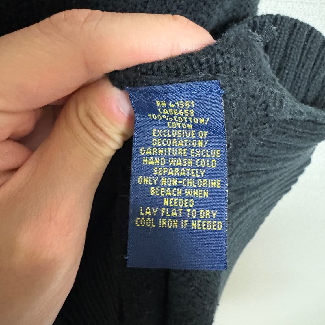 폴로 랄프로렌 버튼 하이넥 코튼 니트 / 블랙, XXL 상품이미지8