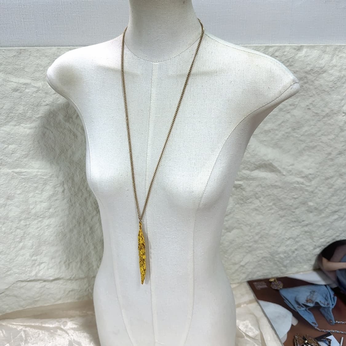 빈티지  에나멜 잎 쿠바체인 목걸이 상품이미지1