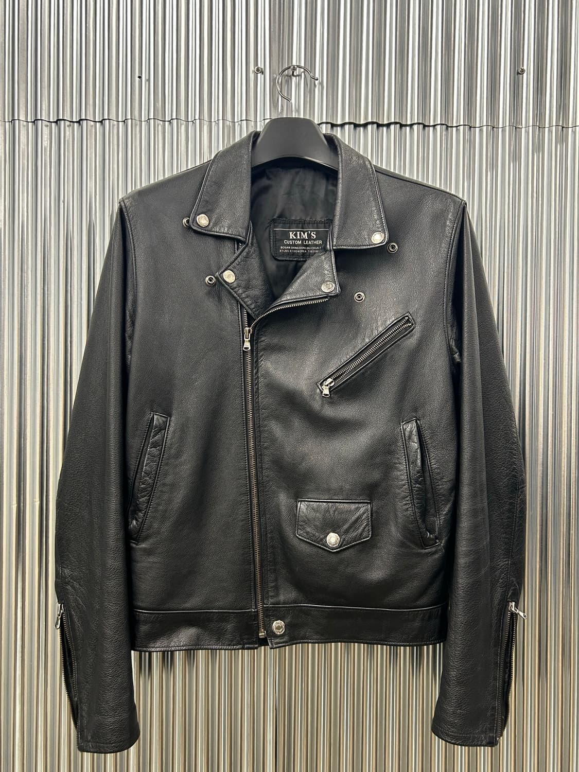KIM'S 빈티지 블랙 레더 라이더 자켓 상품이미지5