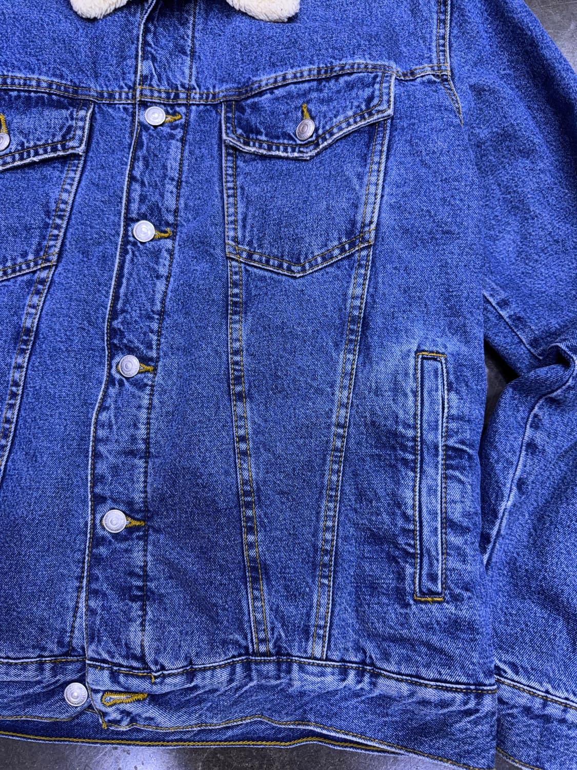 자라 쉐르파 양털 데님자켓 청자켓 XL 상품이미지7