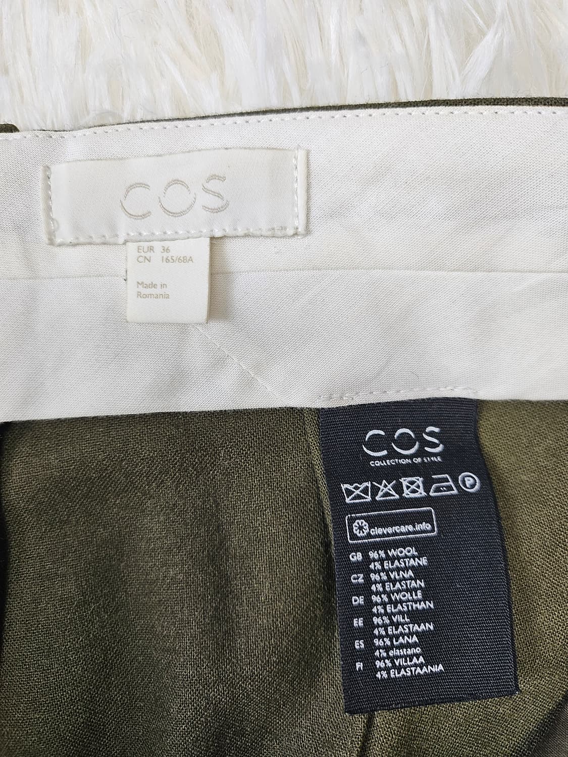 코스 여성 카키색 롤업 린넨 슬랙스 바지 68 상품이미지3