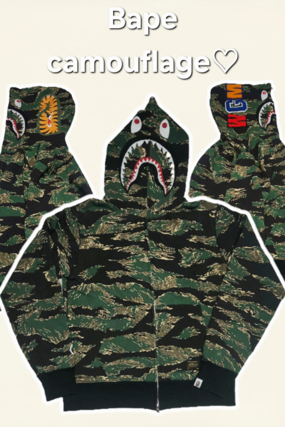 Bape 카모 샤크 풀후드집업(L) 상품이미지1