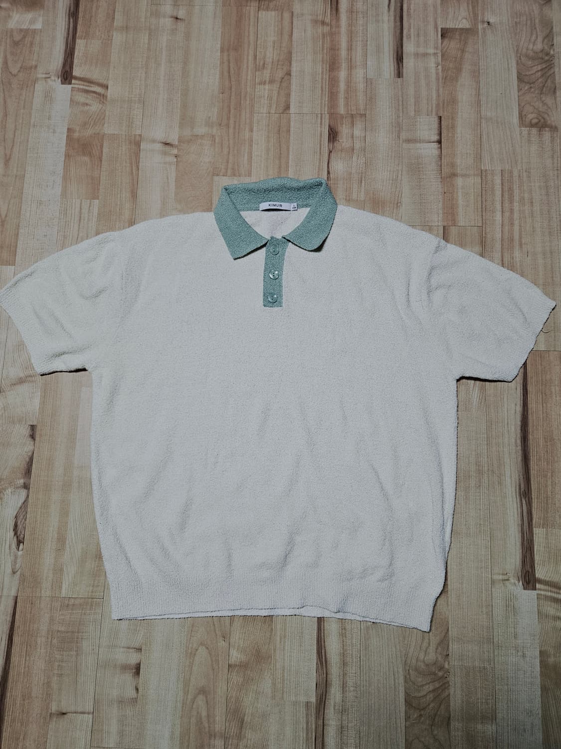 오버핏 부클 오픈 카라 배색 니트 상품이미지1