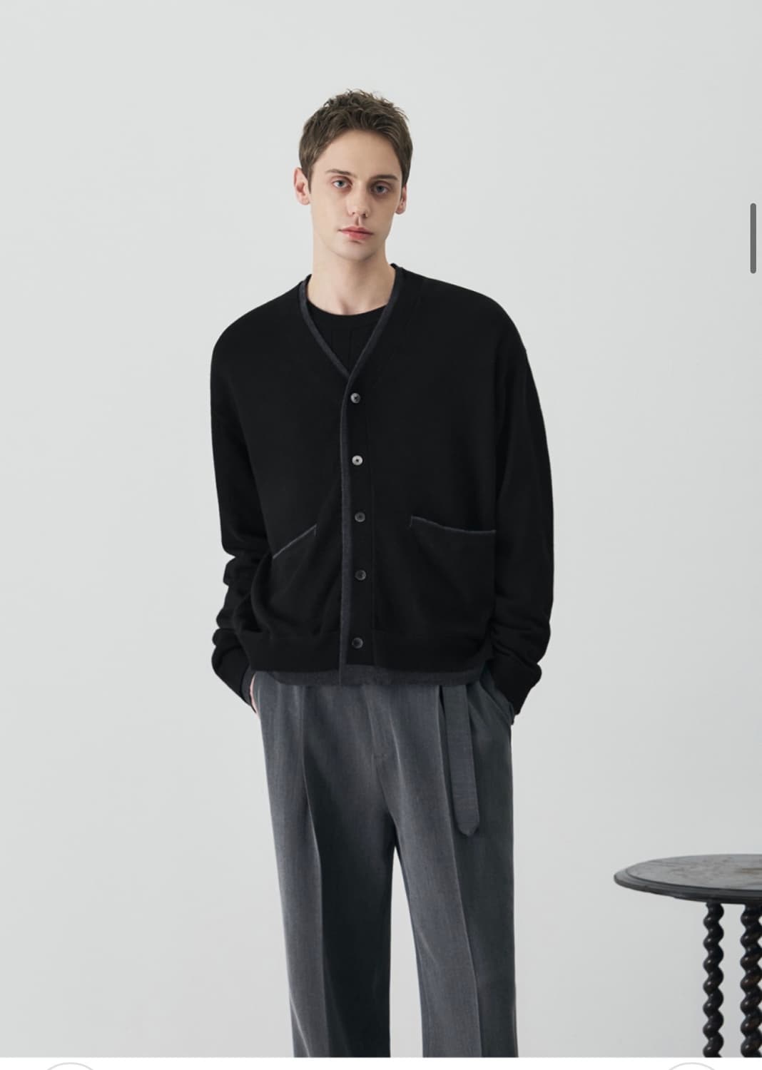 (XL) [서강준 PICK] 드로우핏 울 블렌드 레이어드 크롭 가디건 상품이미지5