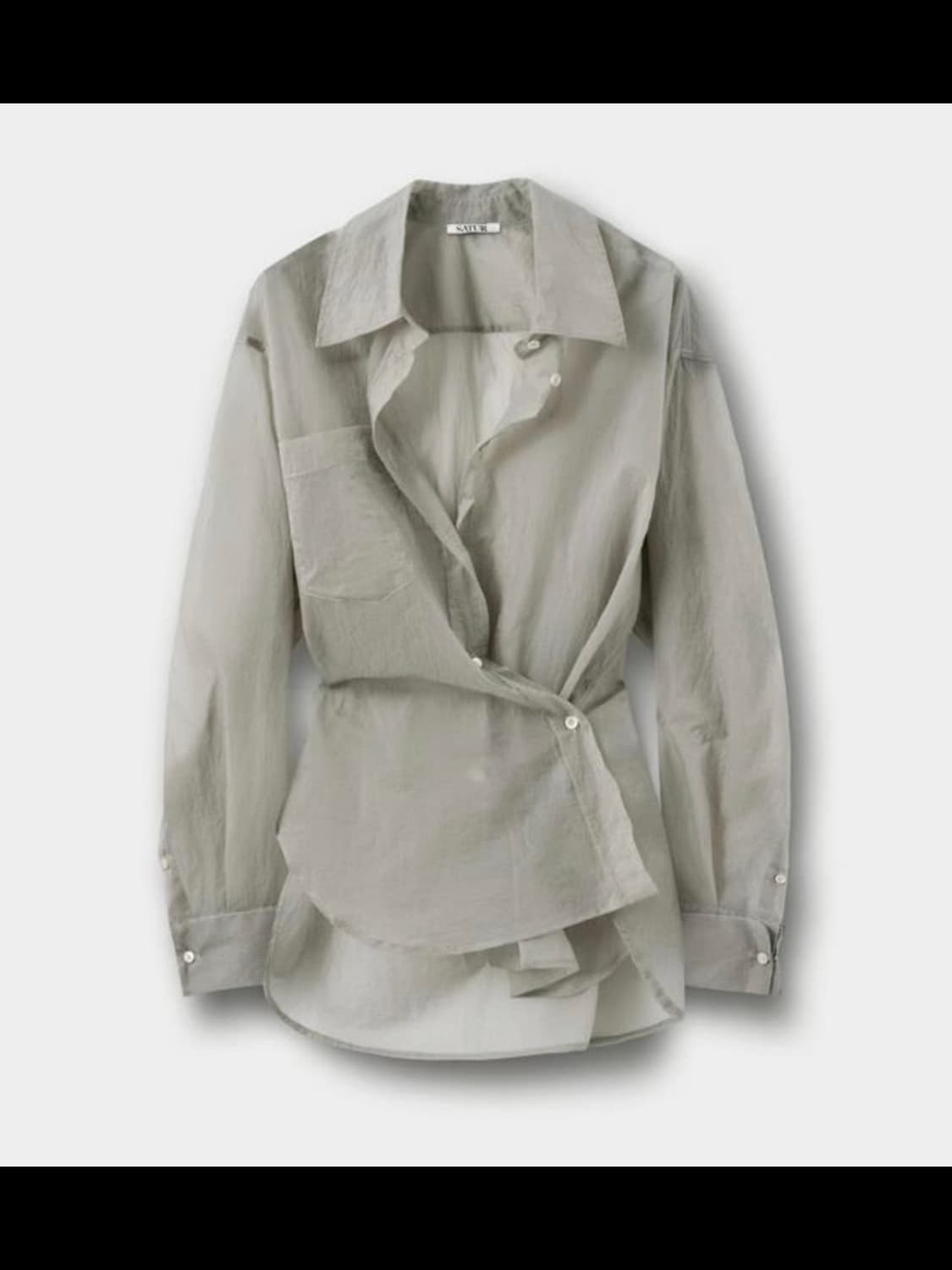 Satur 세터 2-way 사르노 시어 시스루 셔츠 그레이지베이지컬러 상품이미지5