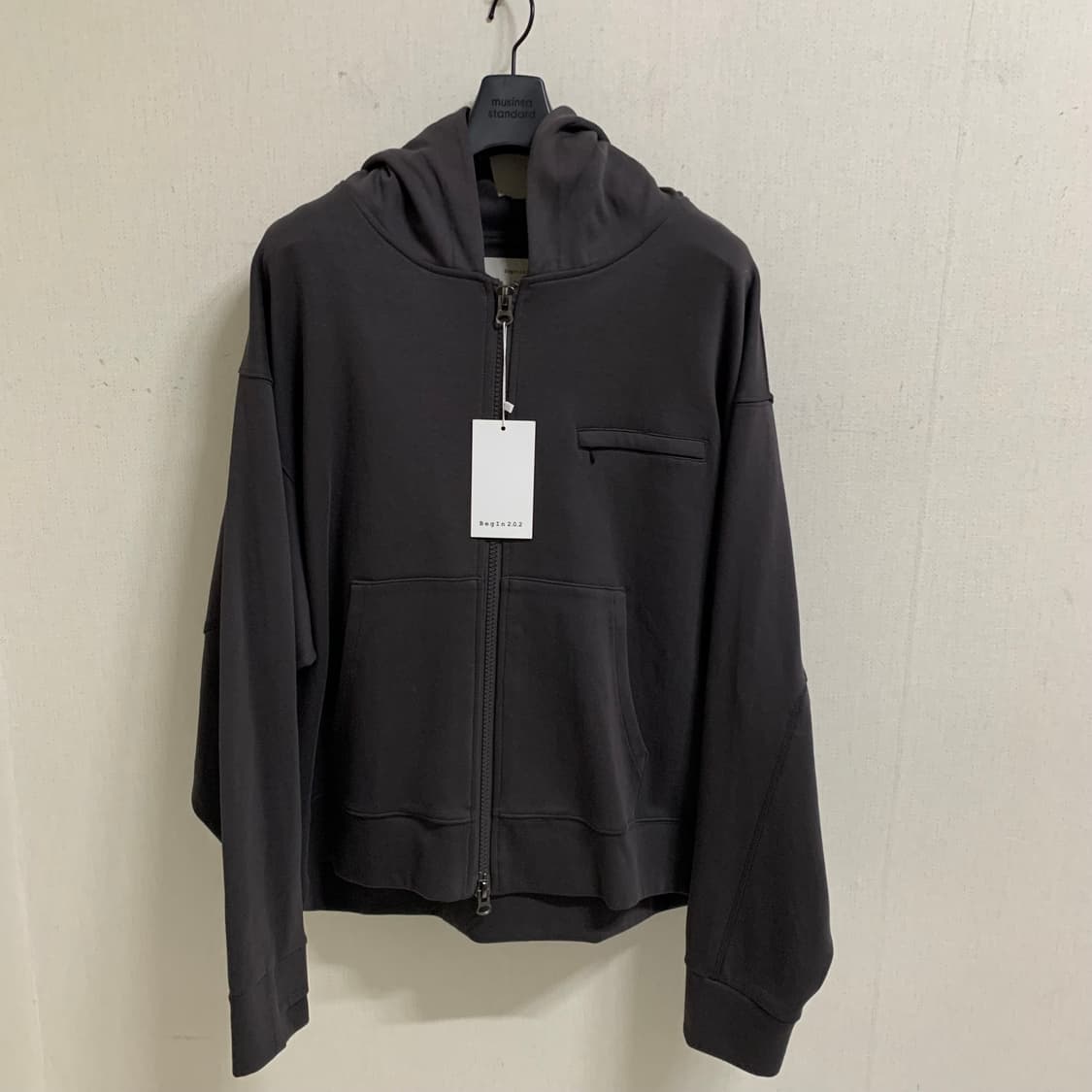 [3사이즈] 비긴202 오버사이즈 후디 집업 차콜 상품이미지4